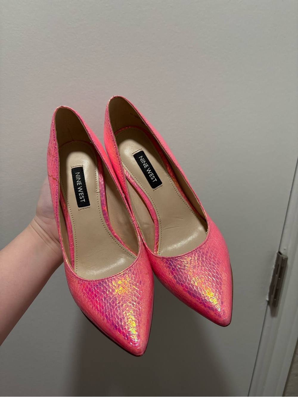 Nine West Iridescent Pink Pointed-Toe Pumps